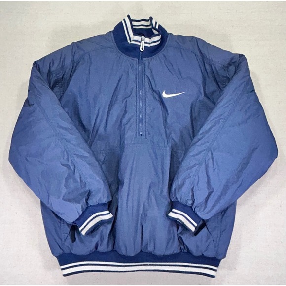 Nike Other - Vintage Nike Men's Medium 1/2 Zip Puffer Jacket‎ SWOOSH Embroidered Game Day